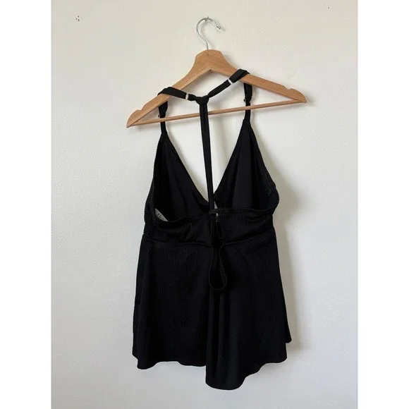 Time and Tru Black Ribbed Tankini – Gold Details – Size 2X - Picture 3 of 4